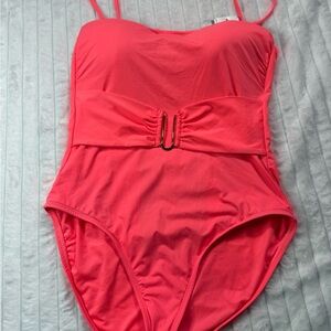 La Blanca Pink One Piece Swimsuit with Elegant Bandeau Design